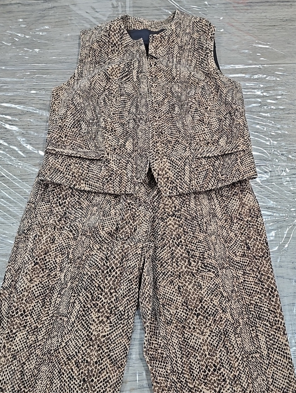 Elliott Lauren Vintage Sneake Print Womens Outfit Velvet Vest&Trouser Size Small